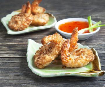 Gamberi in tempura di cocco