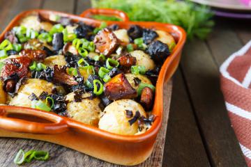 Patate arrosto con funghi ed erbette