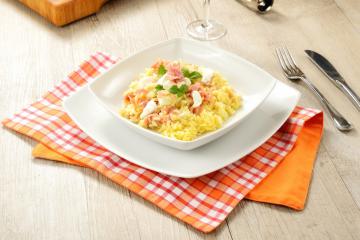 Risotto con mozzarella e crudo