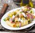 Rigatoni con pancetta, olive e feta
