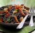 Spaghetti al nero di seppia con pomodori secchi e mandorle