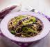 Spaghetti con porri e radicchio