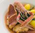 Zuppa di mare con gallinella e scampi