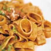 Paccheri con rana pescatrice