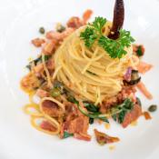 Spaghetti con pancetta