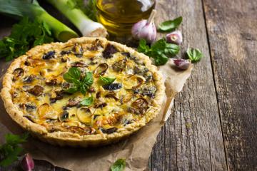 Quiche con porri e funghi