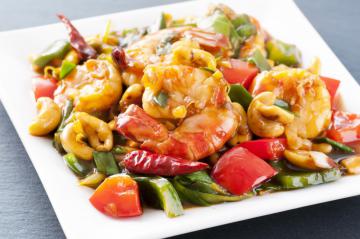 Gamberetti con peperoni al curry